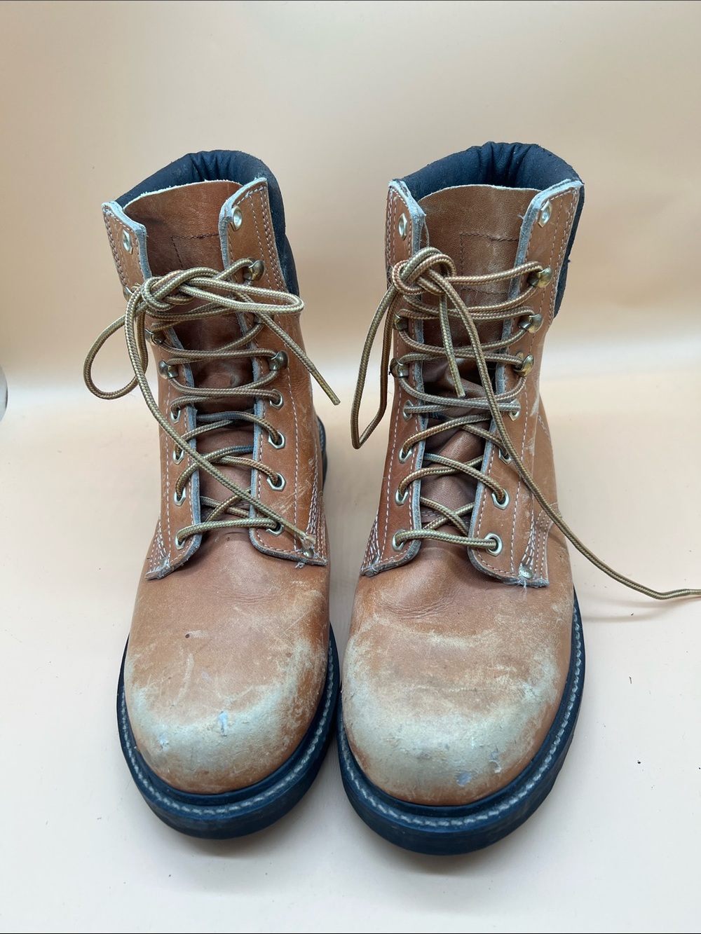 Men's Brown Lace-Up Leather Work Boots